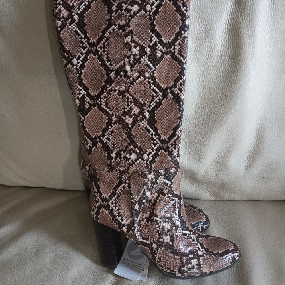Snake skin heel boots